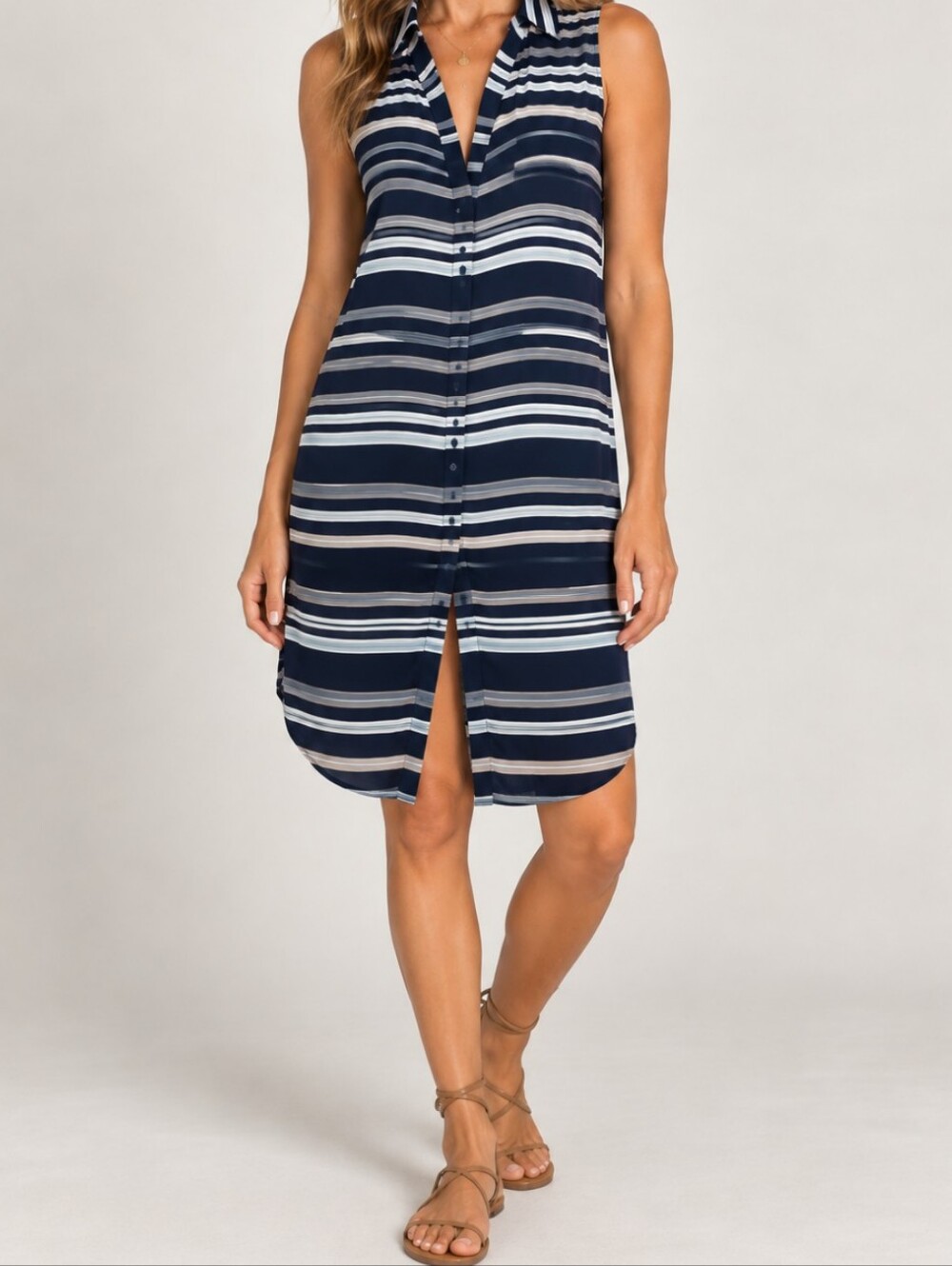 Silk Equipment Femme Blue Janna Stripe Shirt Dress Atlantic Deep Multi Medium